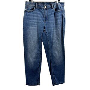 J Jill Women's Jeans 18r‎ Blue Denim Authentic Fit Slim Ankle Zip Button Stretch